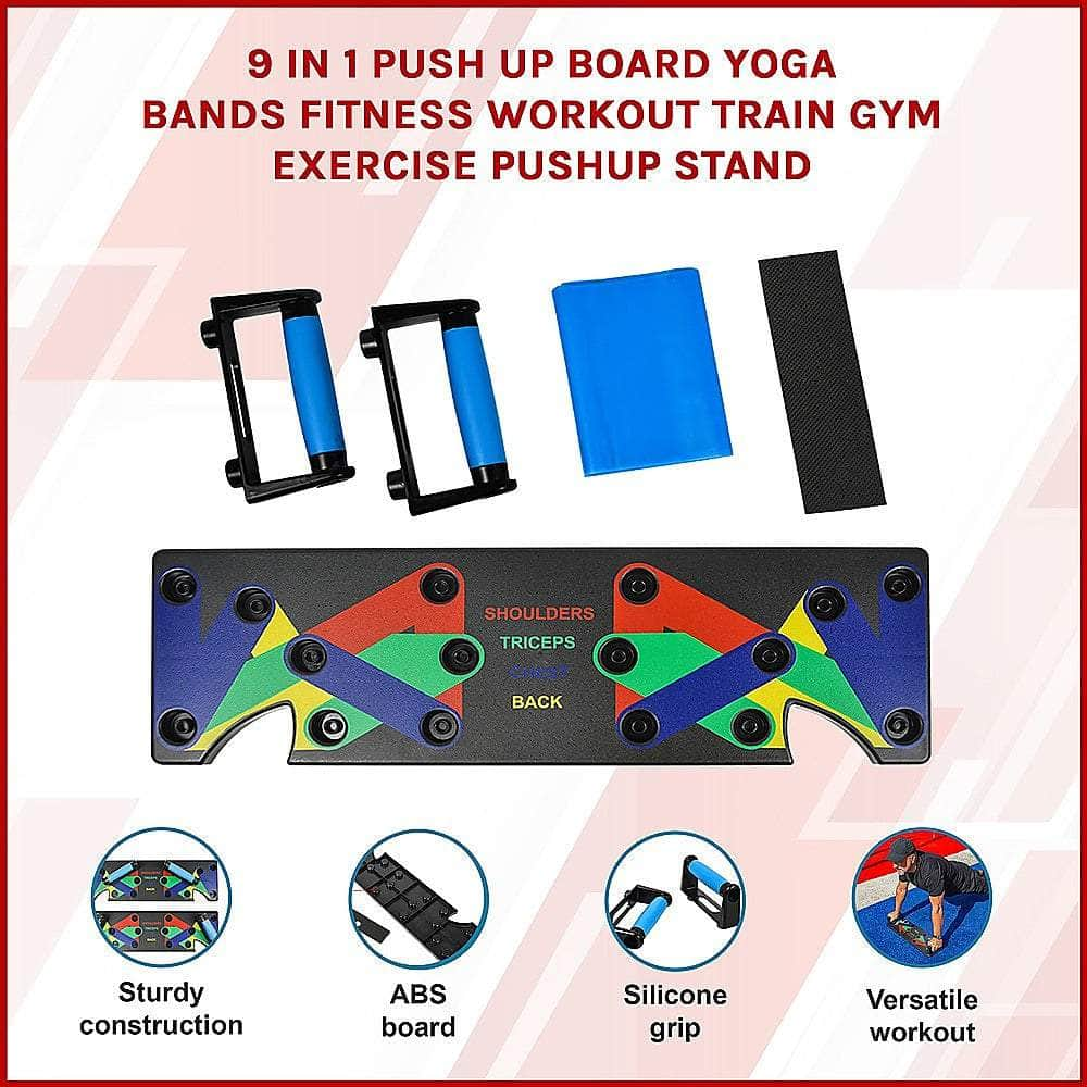 9-in-1 Push Up Board with Yoga Bands Fitness Stand