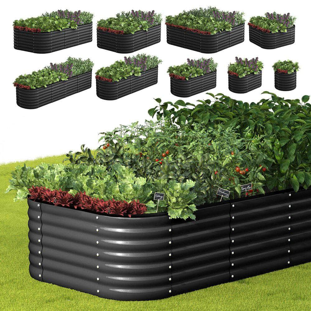 9-IN-1 Raised Garden Bed Modular Kit Planter Oval Galvanised Steel