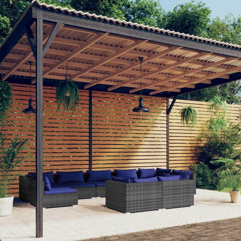 9 Piece Garden Lounge Set with Cushions Poly Rattan