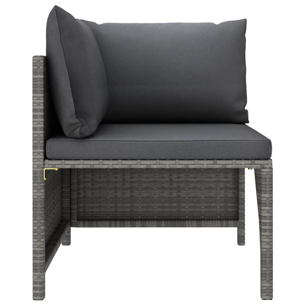 9-Piece Garden Lounge Set with Cushions Poly Rattan Grey