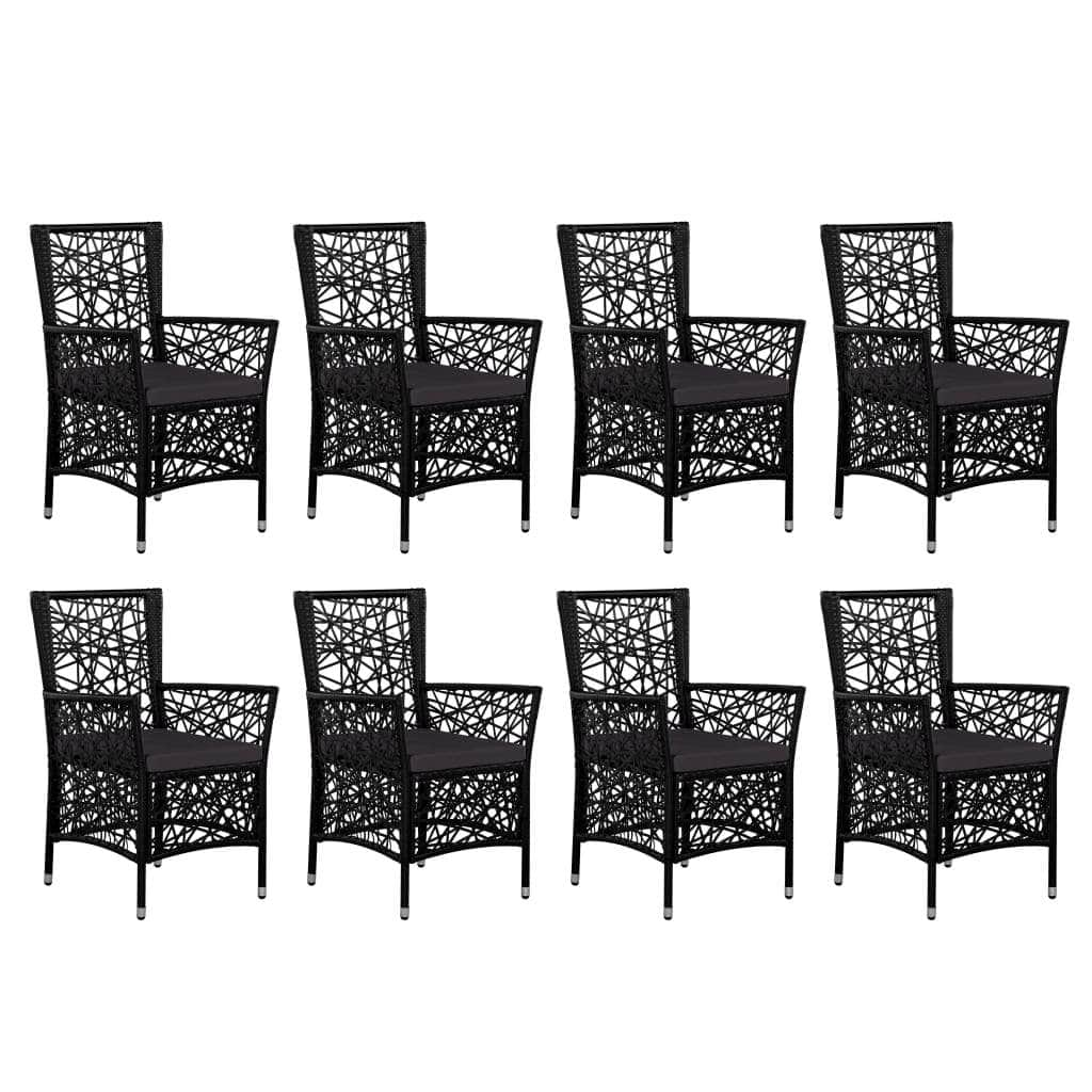 9 Piece Outdoor Dining Set Poly Rattan Black