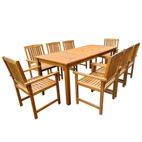 9 Piece Outdoor Dining Set Solid Acacia Wood