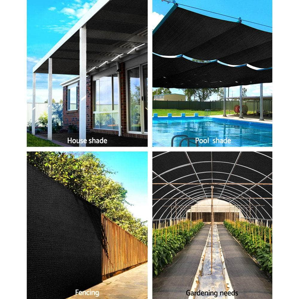 90% Shade Cloth 3.66X10M Shadecloth Sail Heavy Duty Black