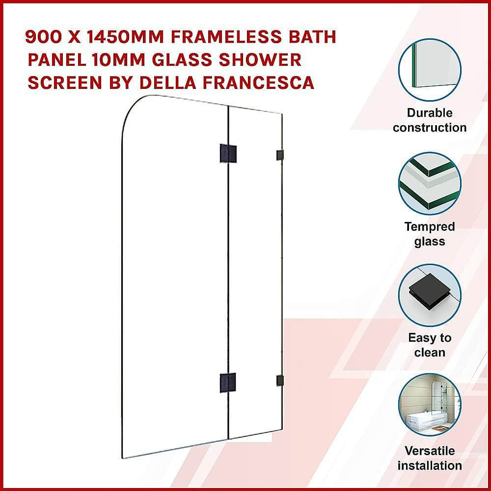 900 X 1450Mm Frameless Bath Panel 10Mm Glass Shower Screen