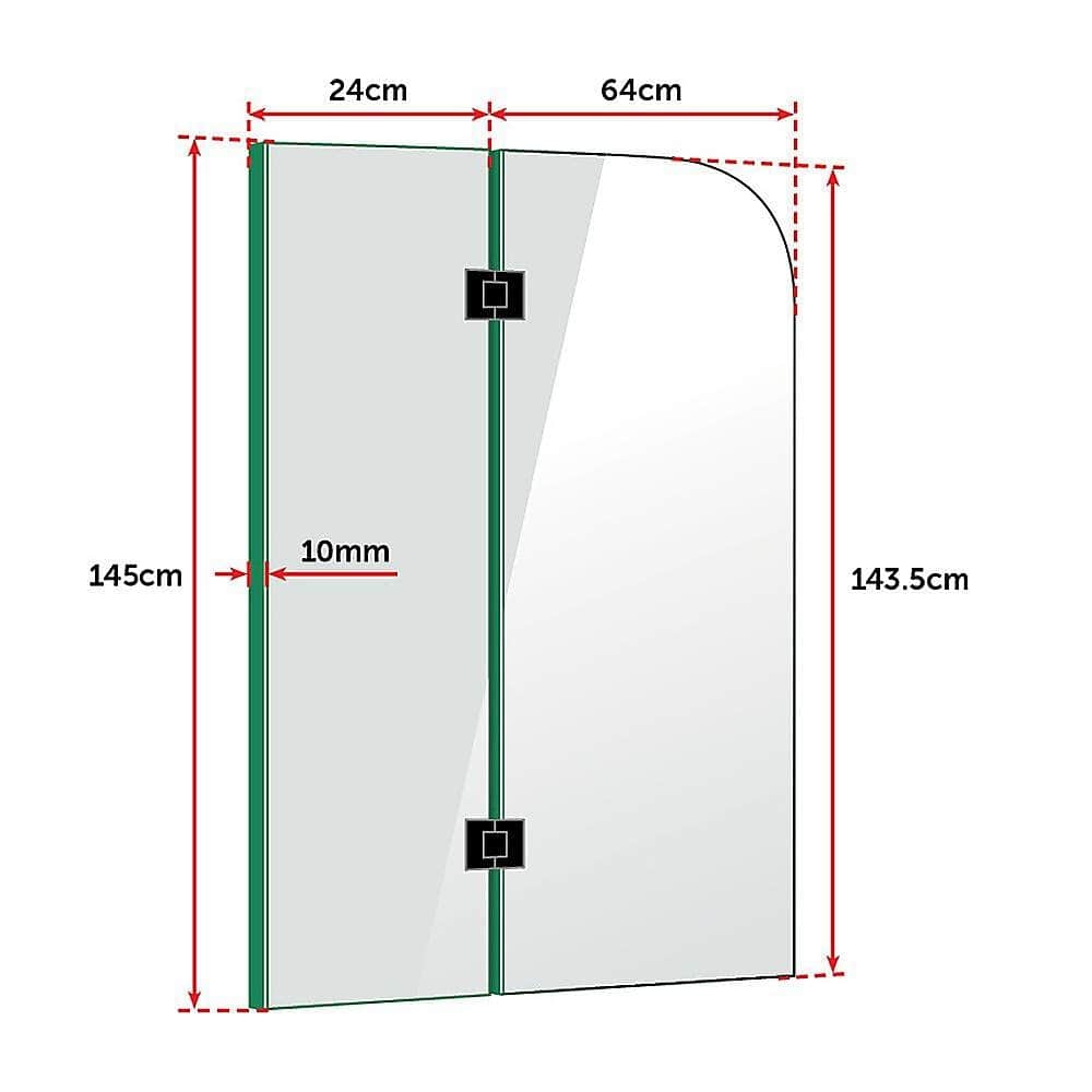 900 X 1450Mm Frameless Bath Panel 10Mm Glass Shower Screen