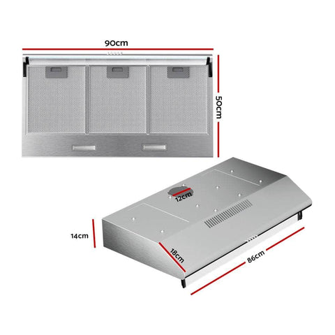 900Mm Range Hood 90Cm Rangehood Stainless Steel