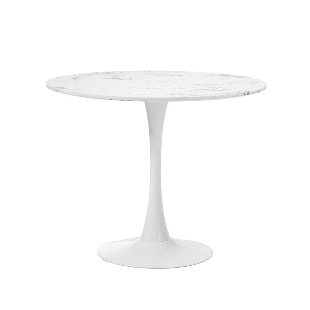 90cm Dining Table Kitchen Marble Tulip Round Metal Leg