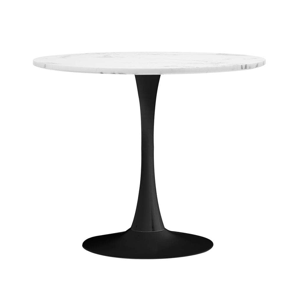 90cm Dining Table Kitchen Marble Tulip Round Metal Leg