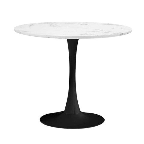 90cm Dining Table Kitchen Marble Tulip Round Metal Leg