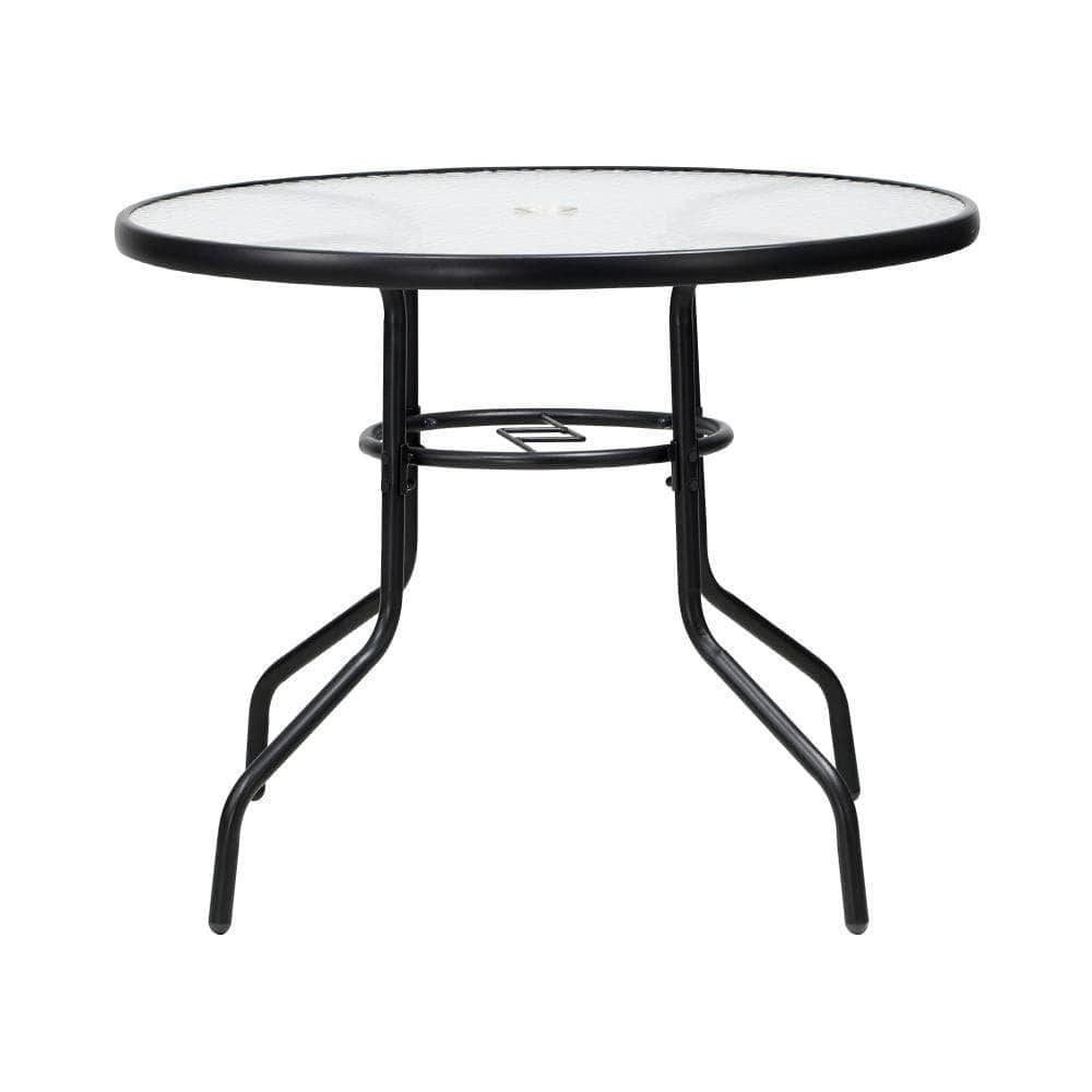 90cm Outdoor Dining Glass Table Round Patio Furniture Bistro Set