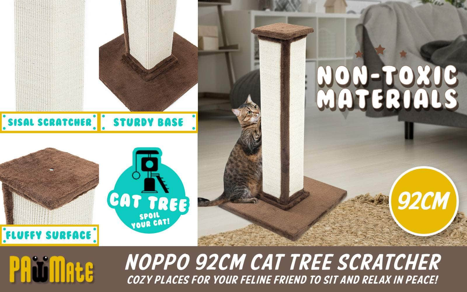 92Cm Brown Cat Tree Noppo Multi Level Scratcher