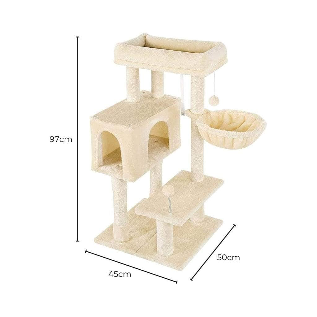 97Cm Adjustable Base Plush Cat Tree Brown