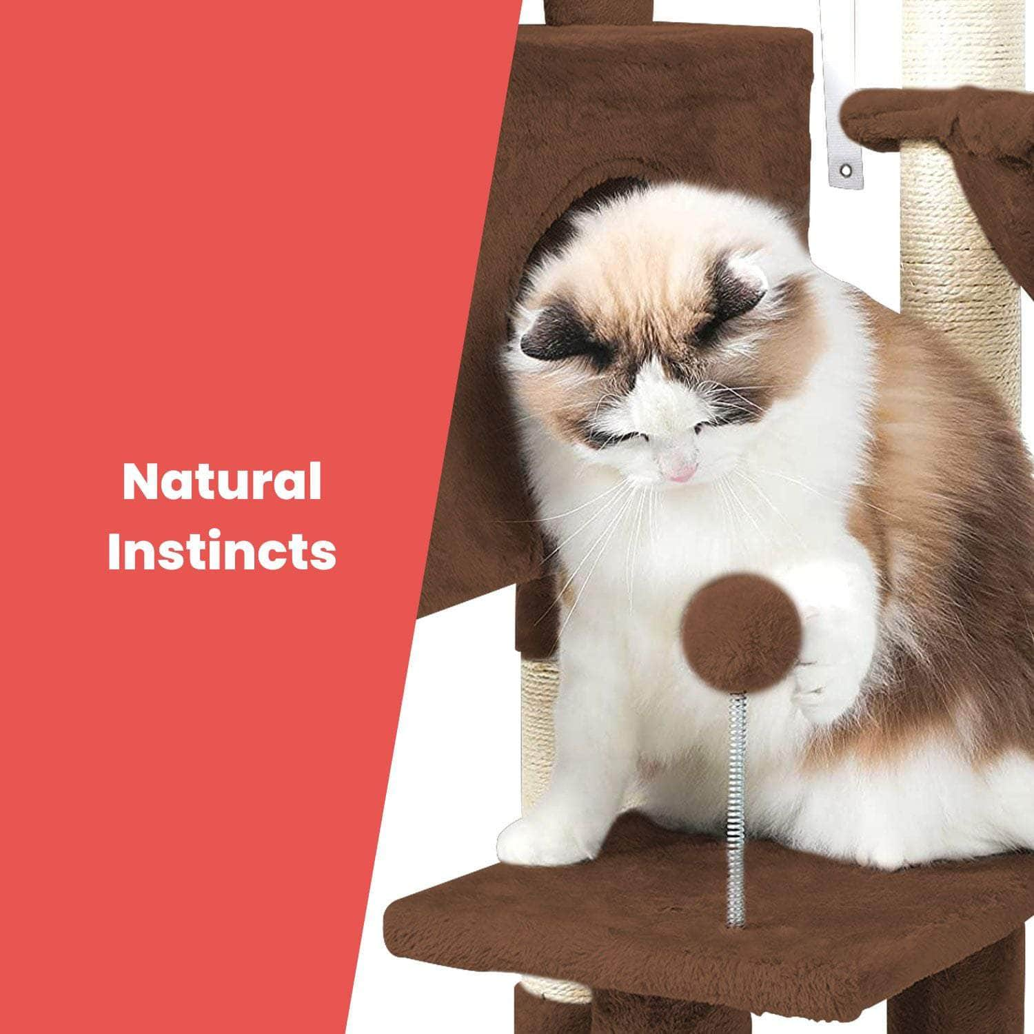 97Cm Adjustable Base Plush Cat Tree Brown