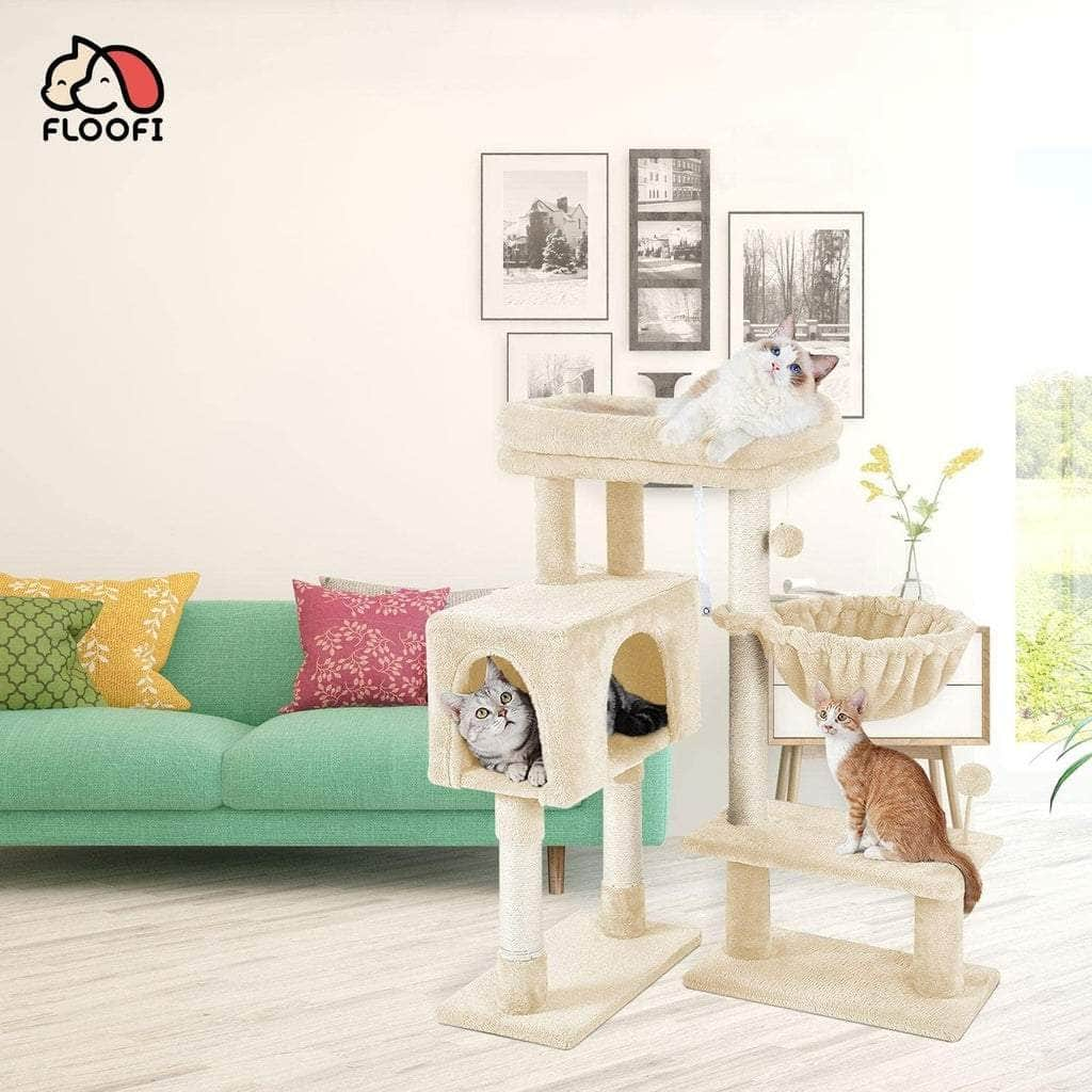 97Cm Adjustable Base Plush Cat Tree Brown