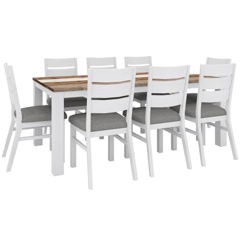 9Pc Dining Set 200Cm Table 8 Chair Solid Acacia Wood Timber -Multi Color