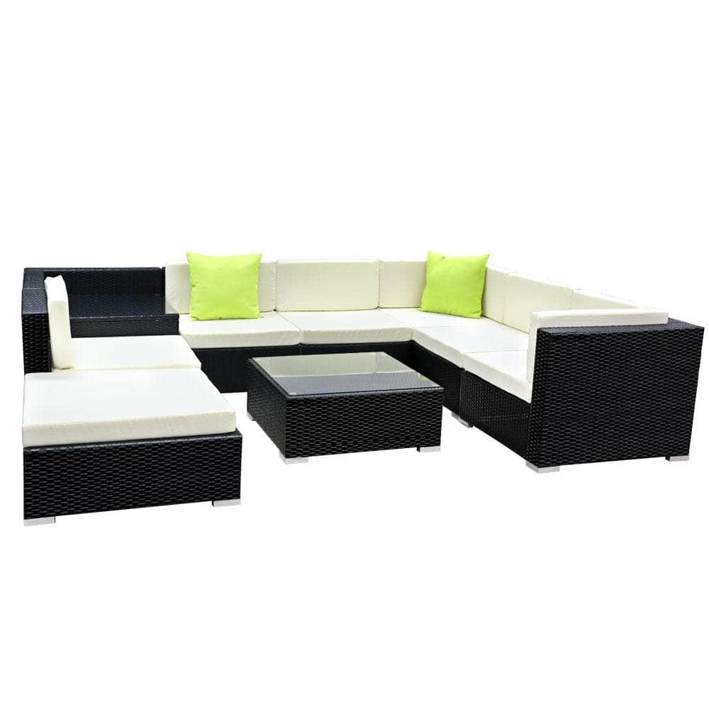 9PC Outdoor Furniture Sofa Set Wicker Garden Patio Pool Lounge