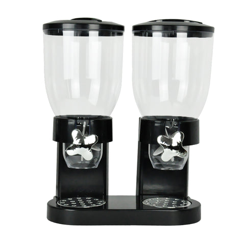 Double Cereal Dispenser Dry Food Black