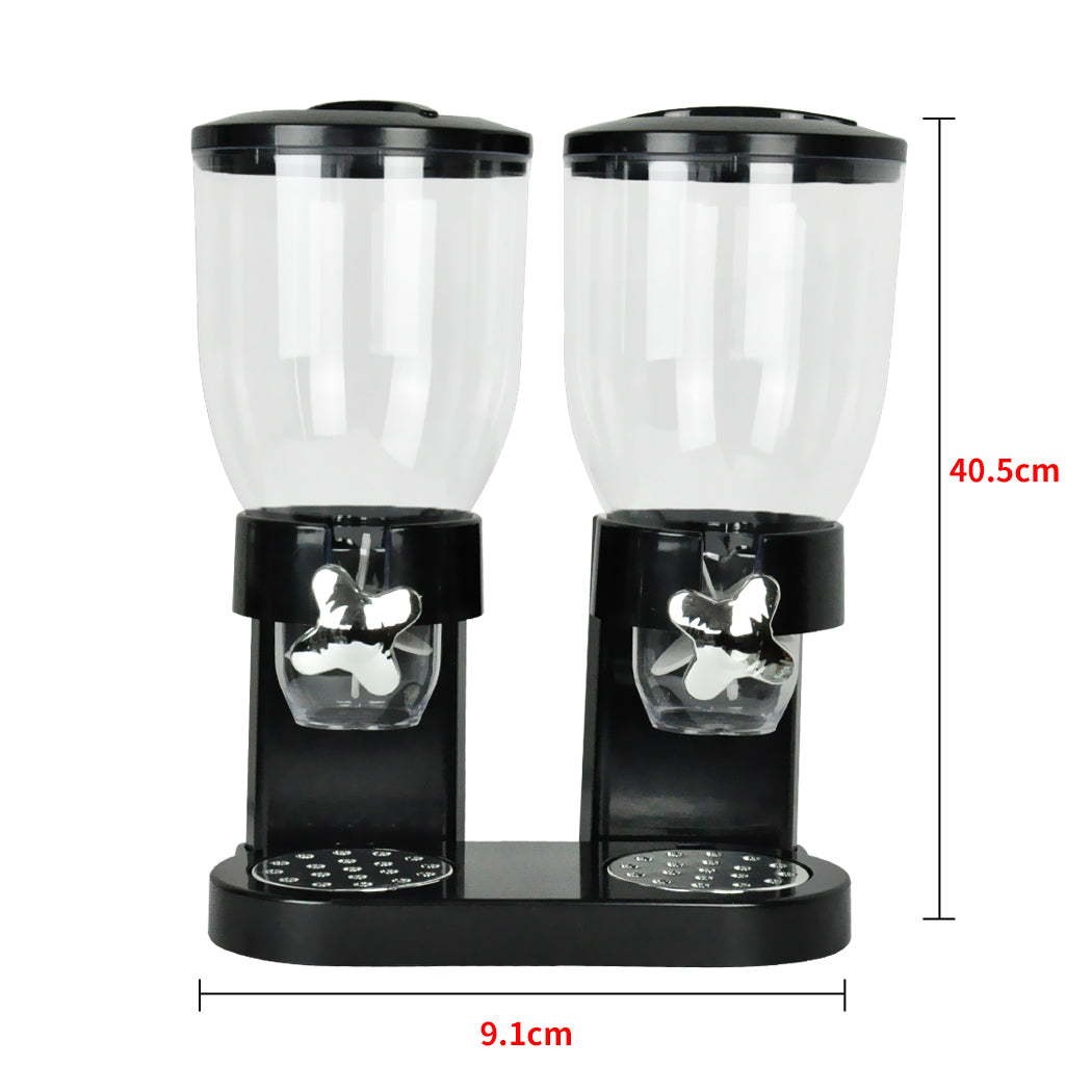 Double Cereal Dispenser Dry Food Black