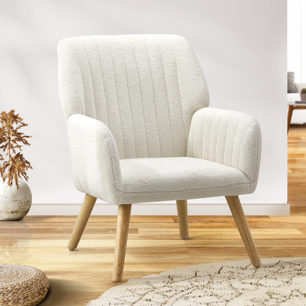 Armchair Lounge Sofa Chair Sherpa Couches White