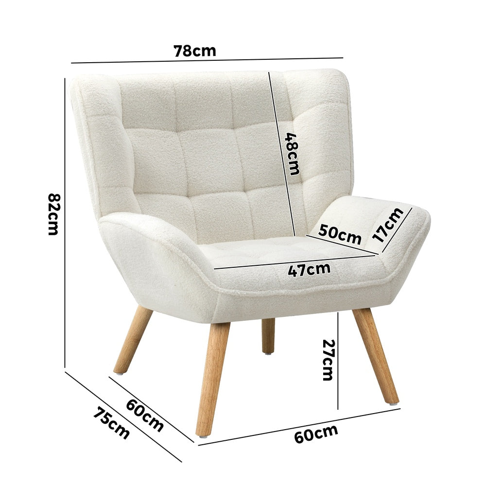 Armchair Sofa Lounge Sherpa Upholstered White