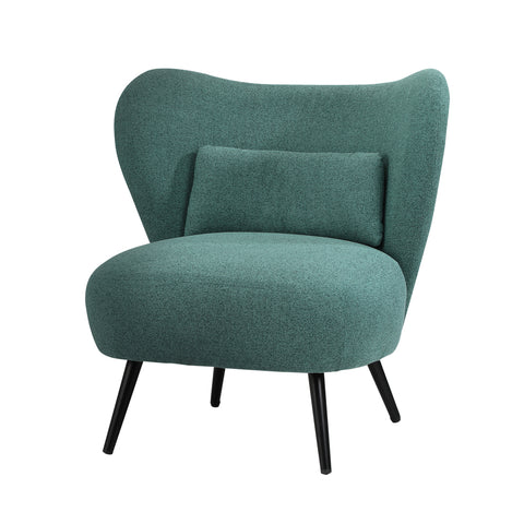 Armchair with Lumbar Pillow Wingback Polyester linen Green