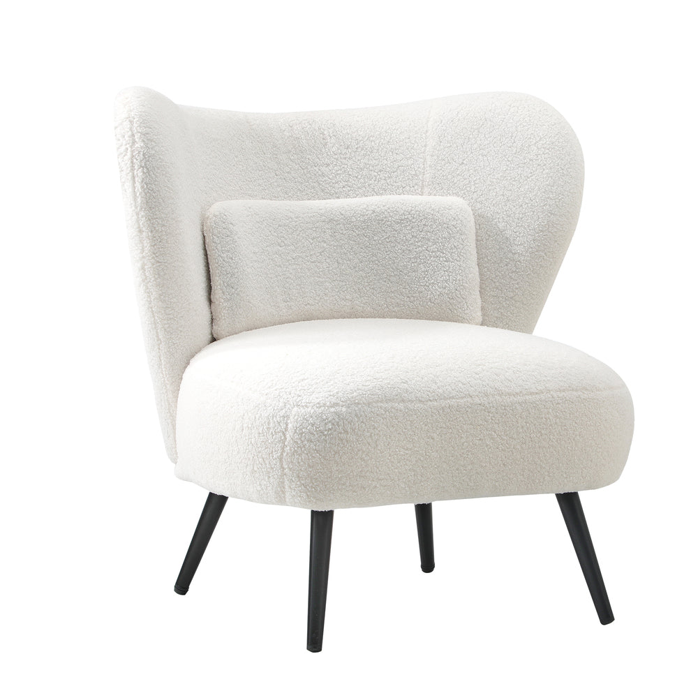 Lounge Chair with Lumbar Pillow Wingback Boucle/Velvet