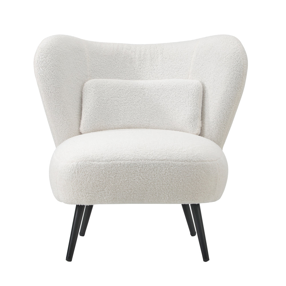 Lounge Chair with Lumbar Pillow Wingback Boucle/Velvet