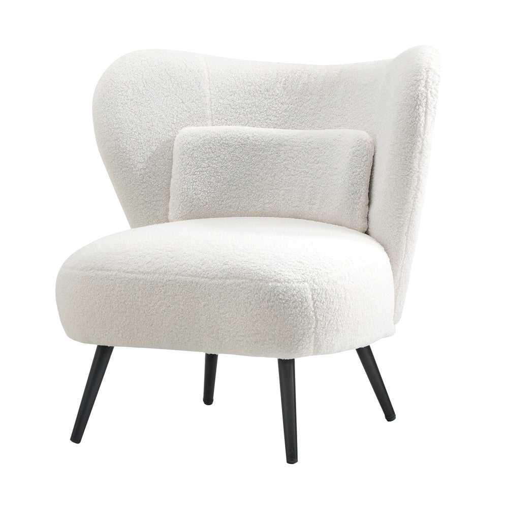 Lounge Chair with Lumbar Pillow Wingback Boucle/Velvet