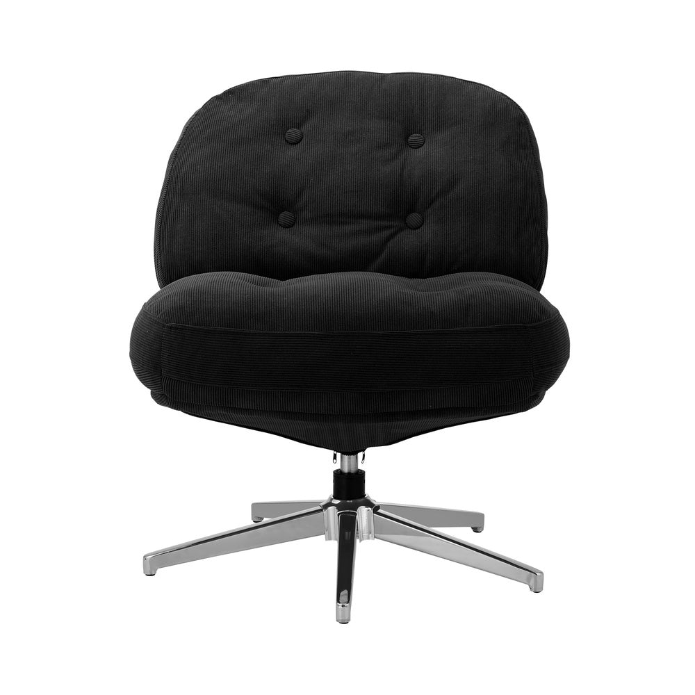 Armchair Swivel Lounge Chair Padded Polyester Black