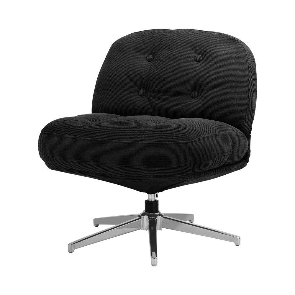 Armchair Swivel Lounge Chair Padded Polyester Black