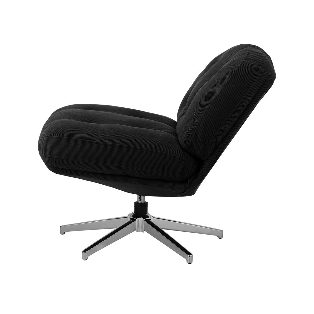 Armchair Swivel Lounge Chair Padded Polyester Black