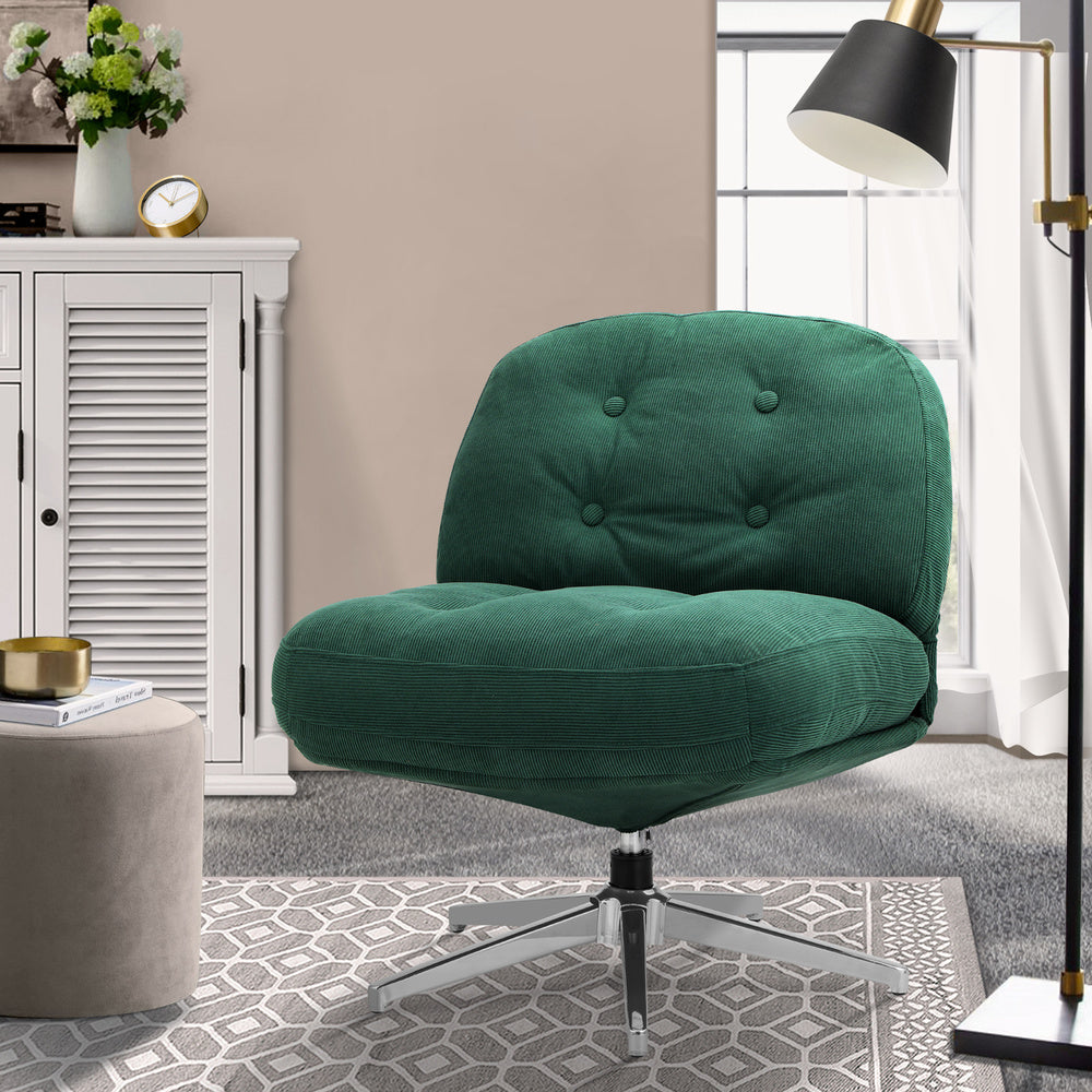 Armchair Swivel Lounge Chair Padded Polyester Green