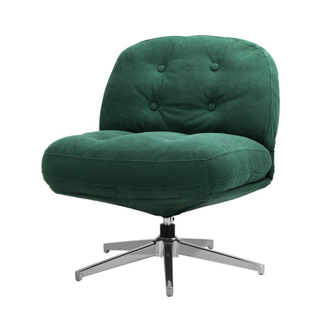 Armchair Swivel Lounge Chair Padded Polyester Black/Green/Boucle White