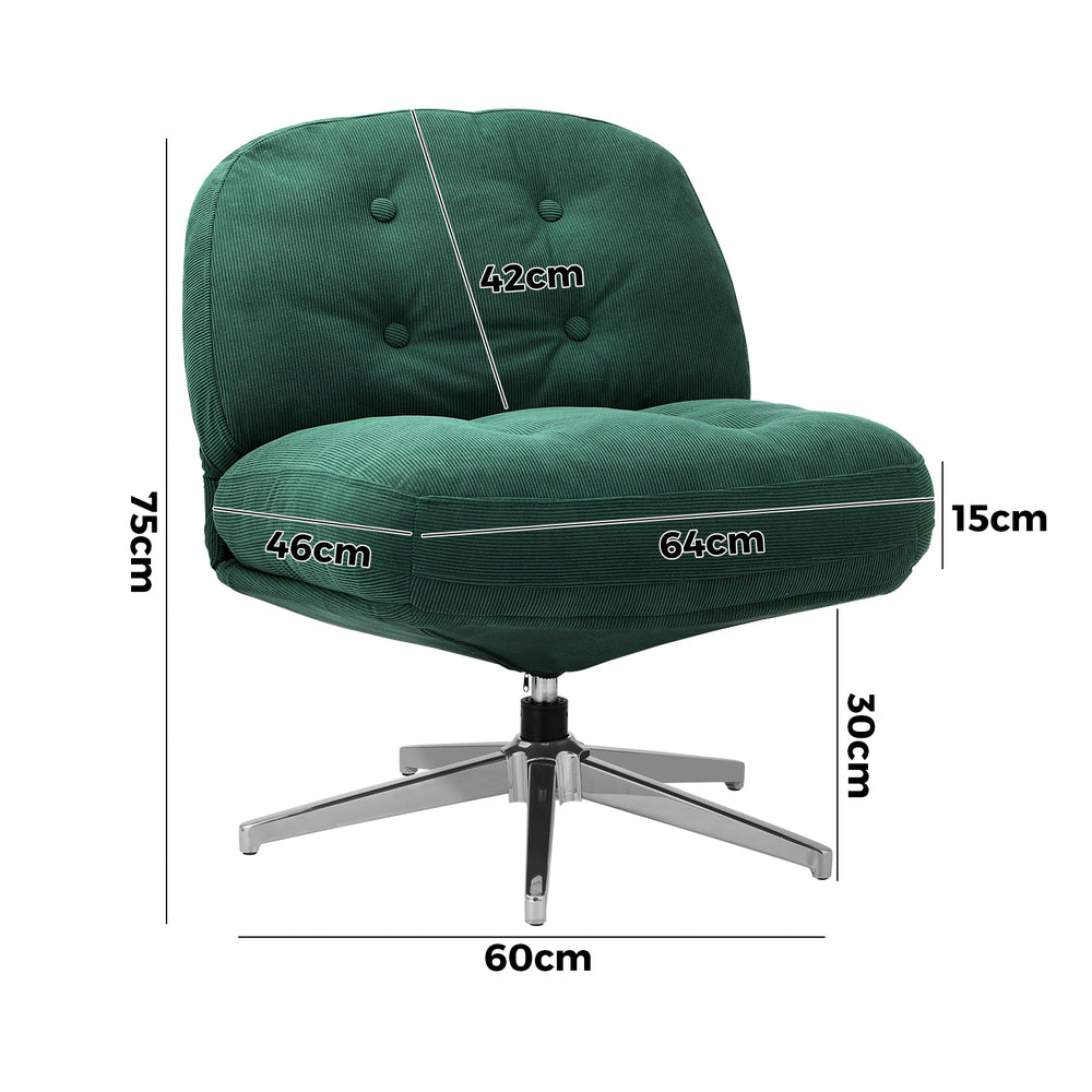 Armchair Swivel Lounge Chair Padded Polyester Green