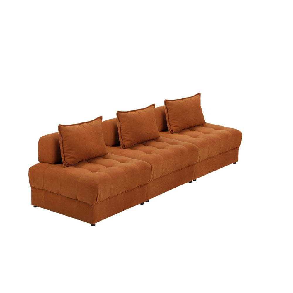 3 Seater Velvet Modular Sofa Lounge Chair with Backrest Brown