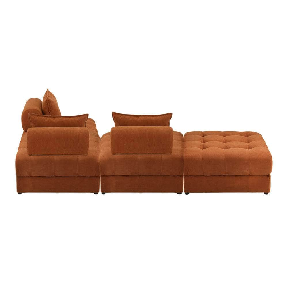 4 Seater Velvet Modular Sofa & Ottoman Set with Backrest Brown