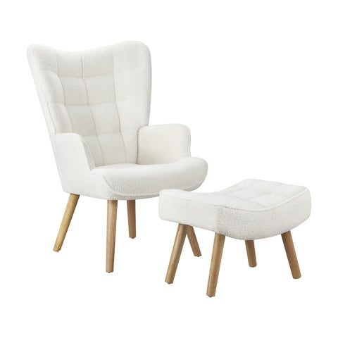 Elegant Ottoman Accent Chair - White