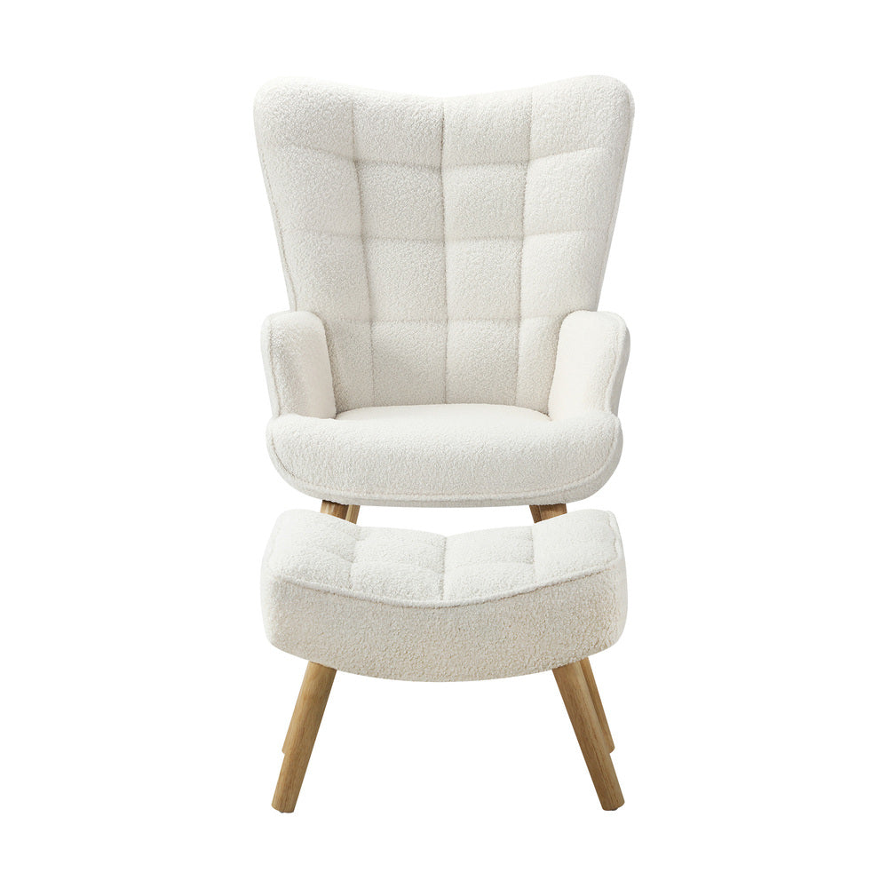 Elegant Ottoman Accent Chair - White