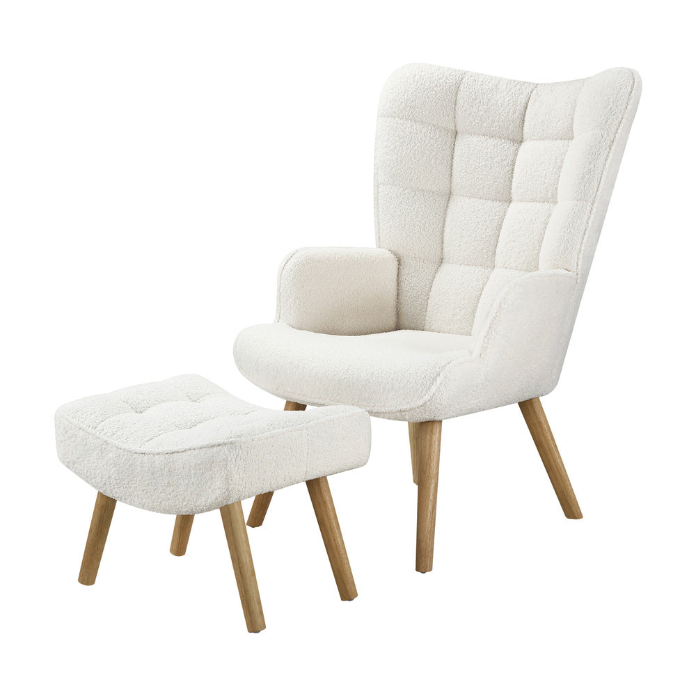 Elegant Ottoman Accent Chair - White