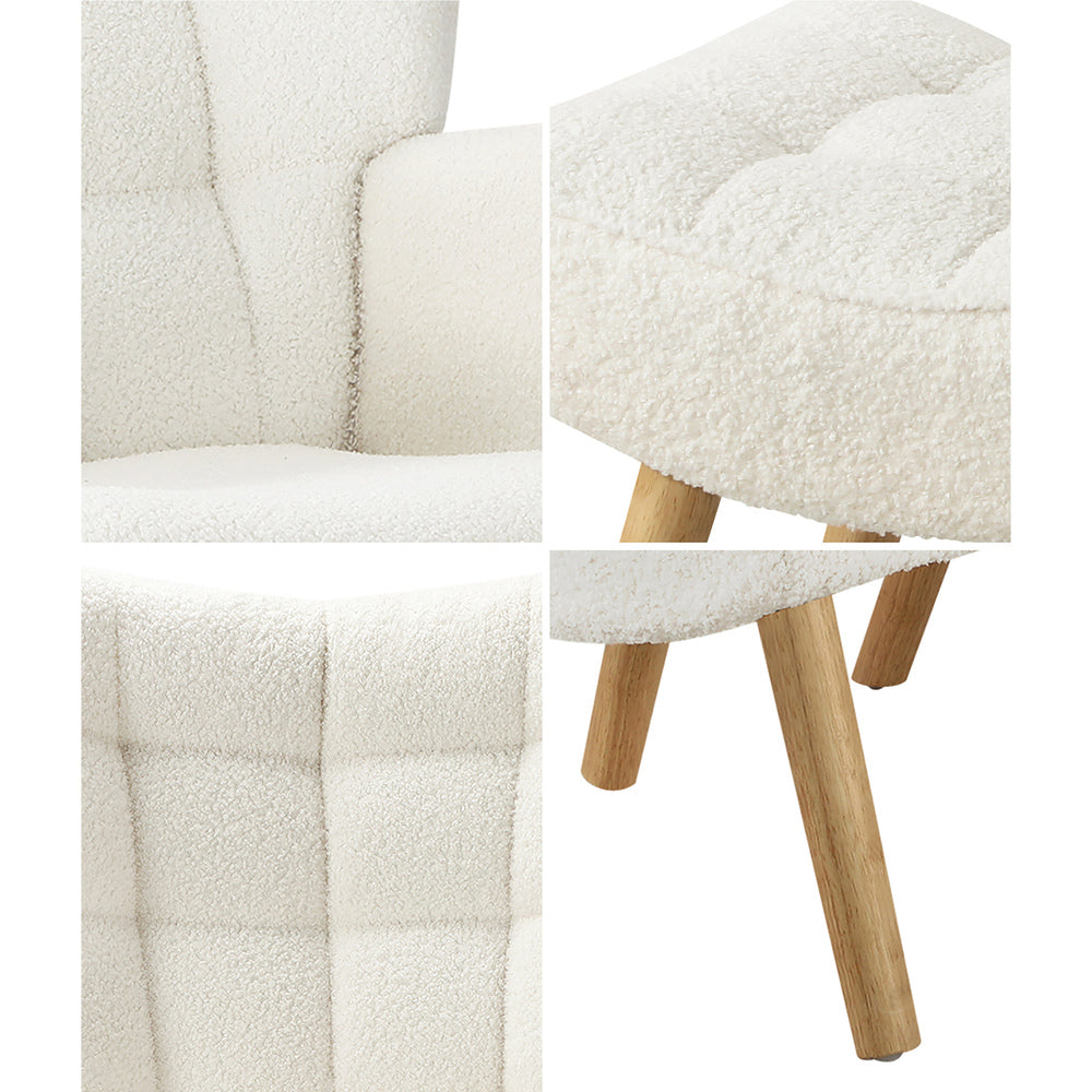 Elegant Ottoman Accent Chair - White