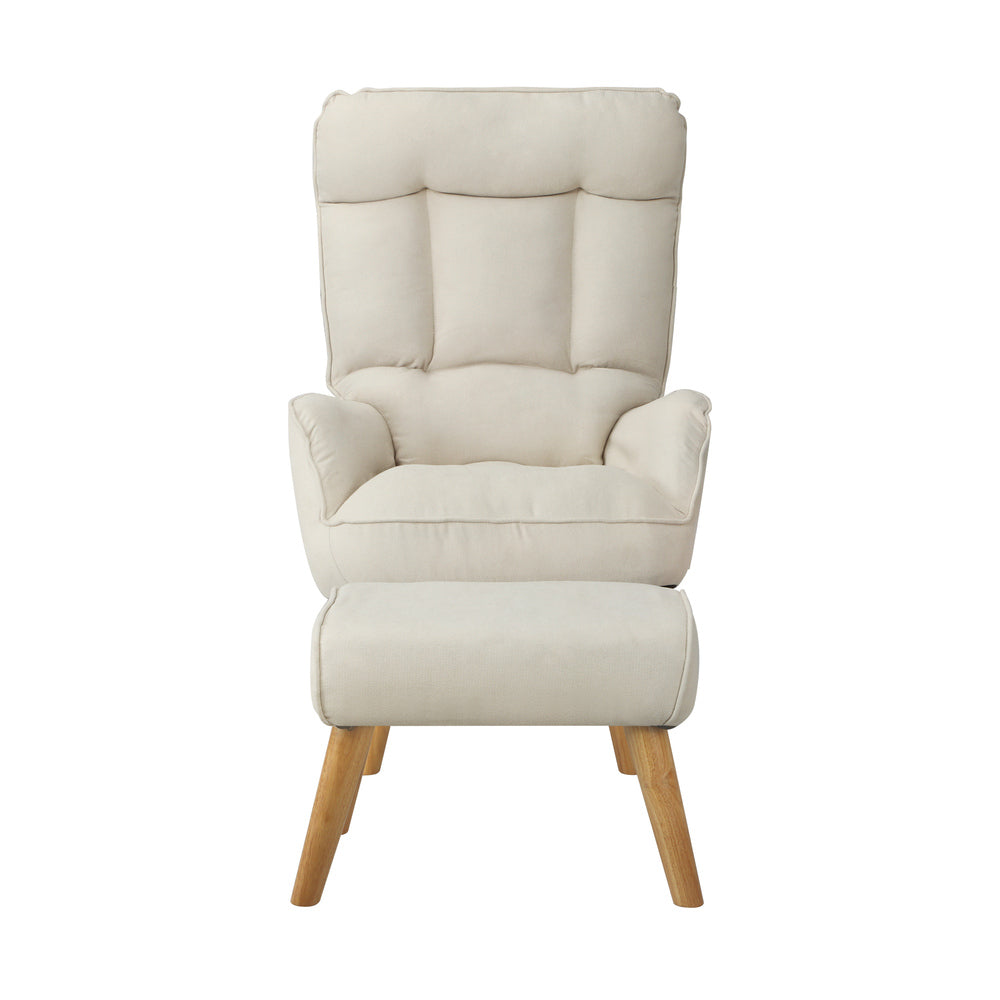 2x 360 Swivel Recliner Armchair Lounge with Stool Beige