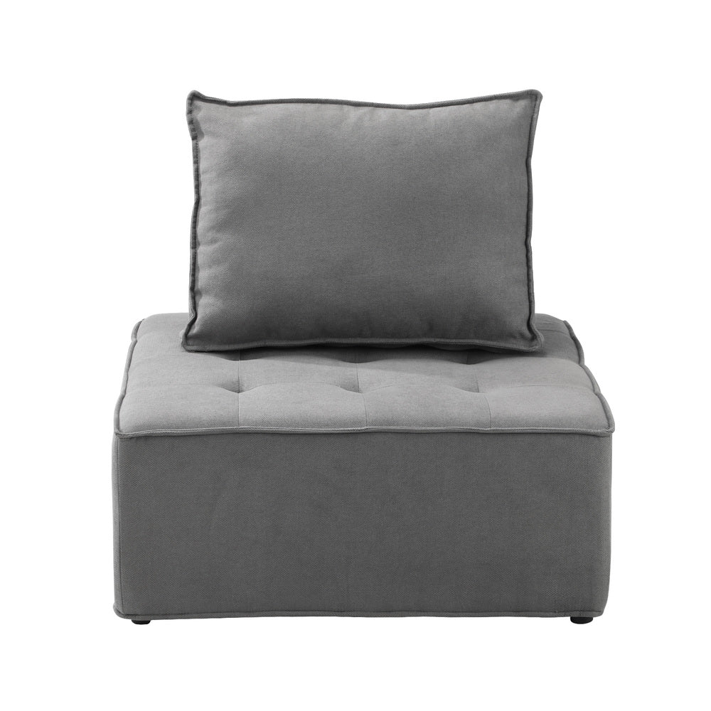 Modular Sofa Lounge Chair Armless Adjustable Back Linen Grey