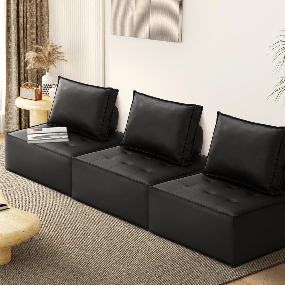 Pu Leather Sofa Couch Black