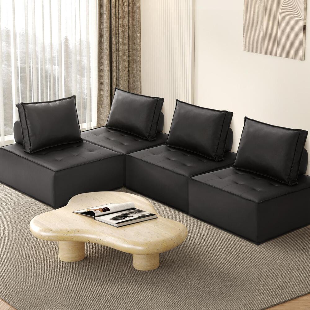 Pu Leather Sofa Couch Black