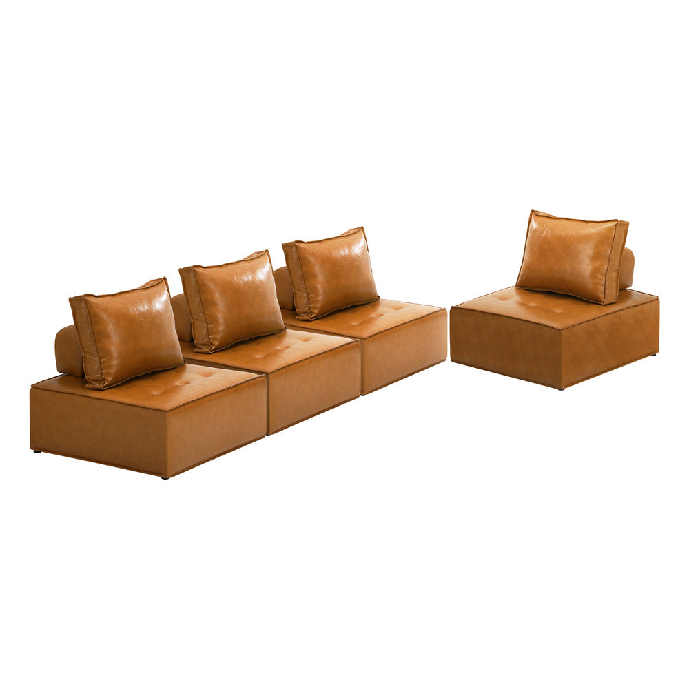 Pu Leather Sofa Couch Brown