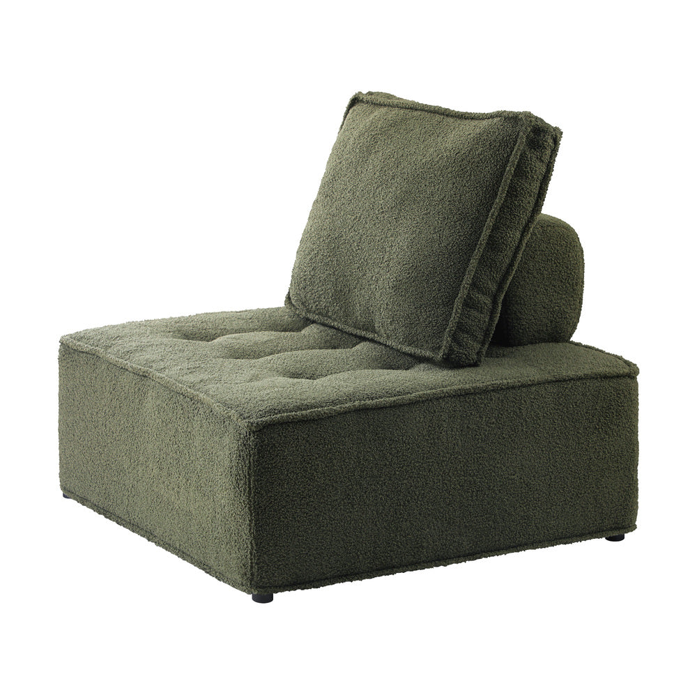 2PCS Modular Sofa Lounge Chair Armless Sherpa Green