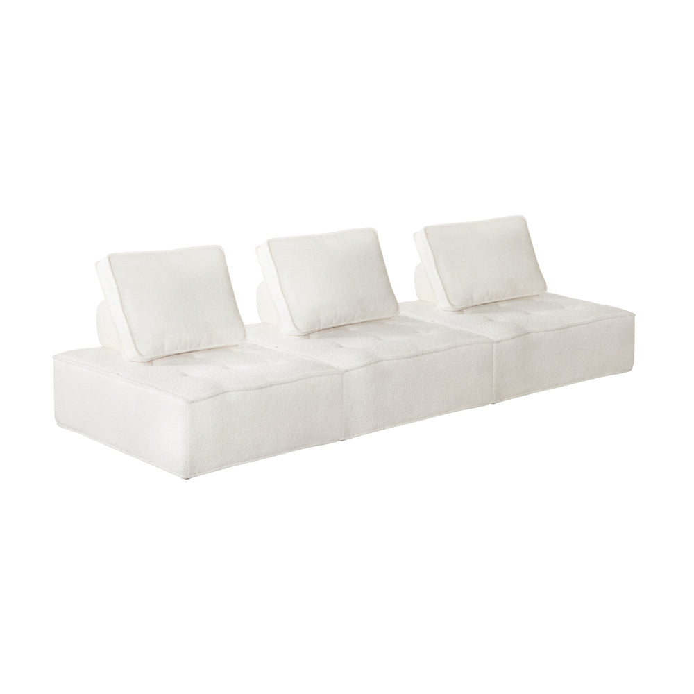 Modular Sofa Lounge Chair Armless Adjustable Back Sherpa White