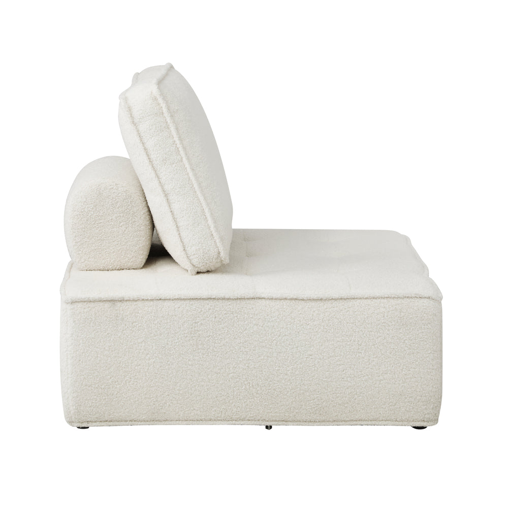 Modular Sofa Lounge Chair Armless Adjustable Back Sherpa White