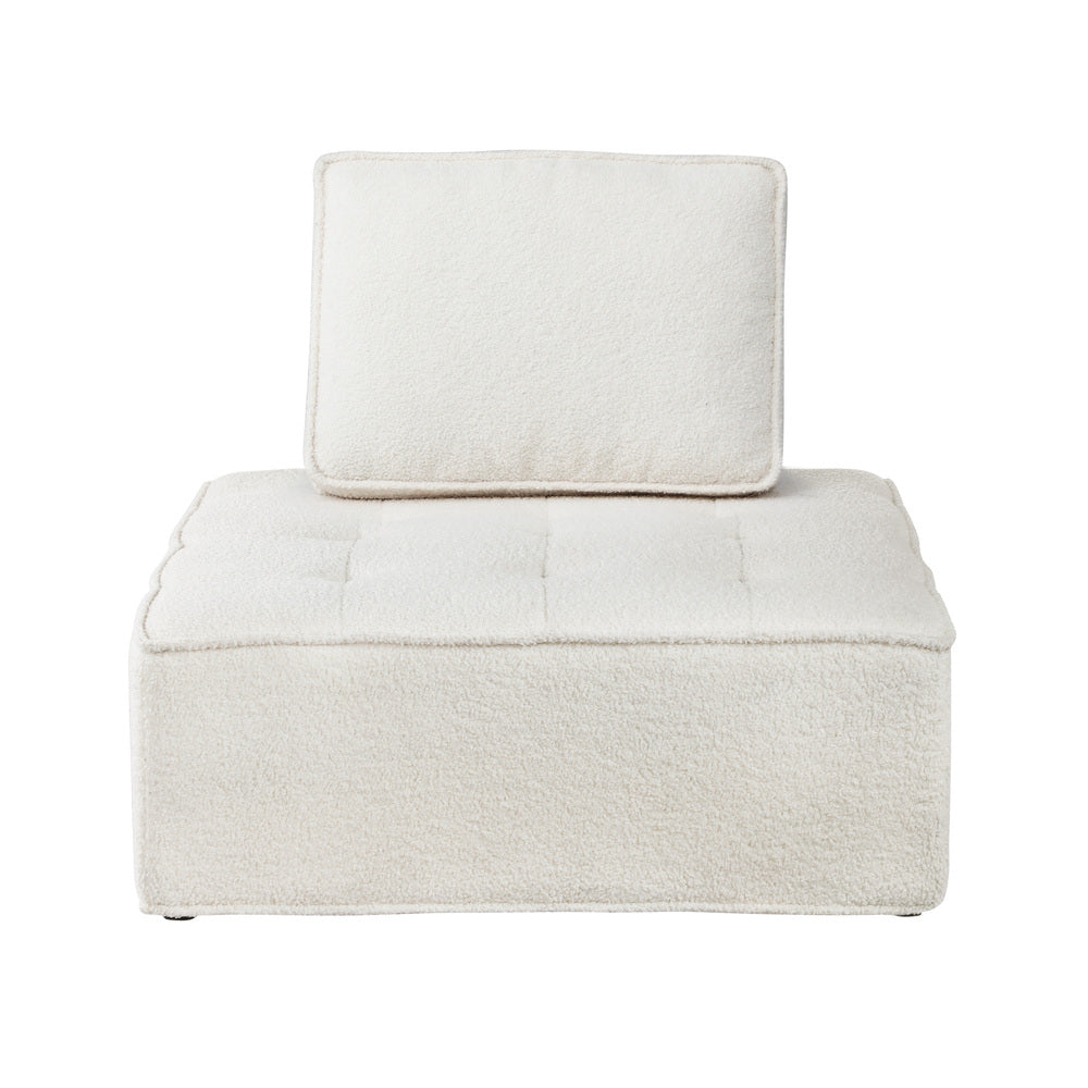 Modular Sofa Lounge Chair Armless Adjustable Back Sherpa White