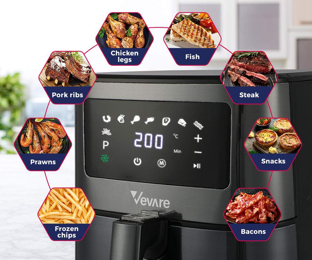 Vevare Air Fryer Electric Oven Oil Free Airfryer LCD Fryers Healthy Cooker 5.5L